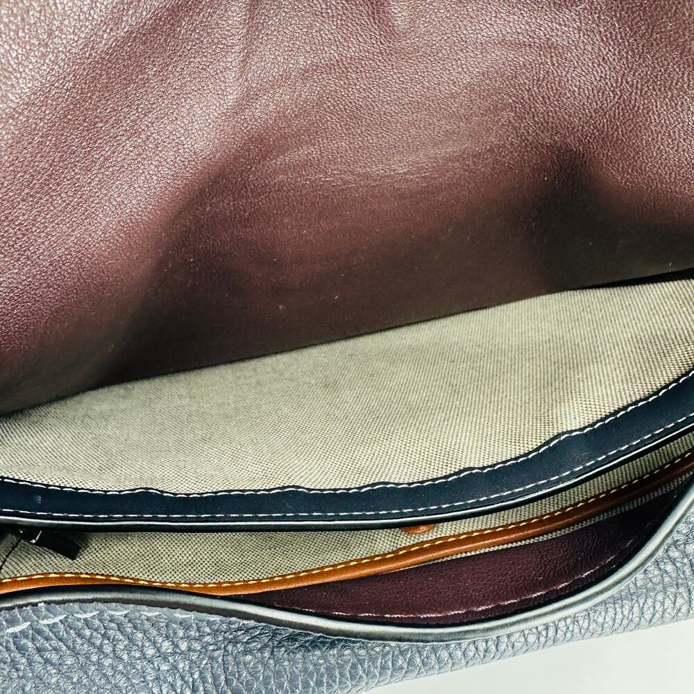 Coach Women's Page 27 Slate Blue Pebbled Leather Shoulder Bag Purse 29220 - Picture 9 of 12